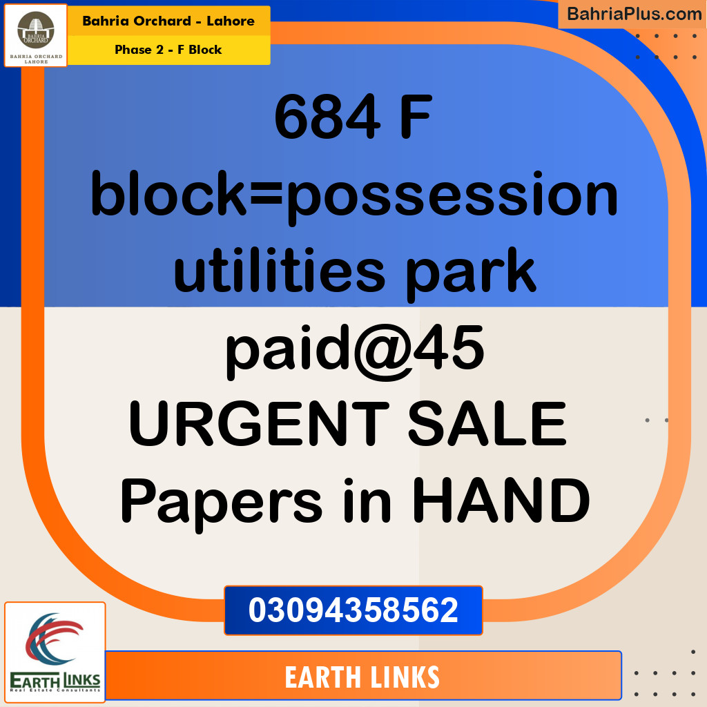 5 Marla Residential Plot for Sale in Phase 2 - F Block -  Bahria Orchard, Lahore - (BP-252460)