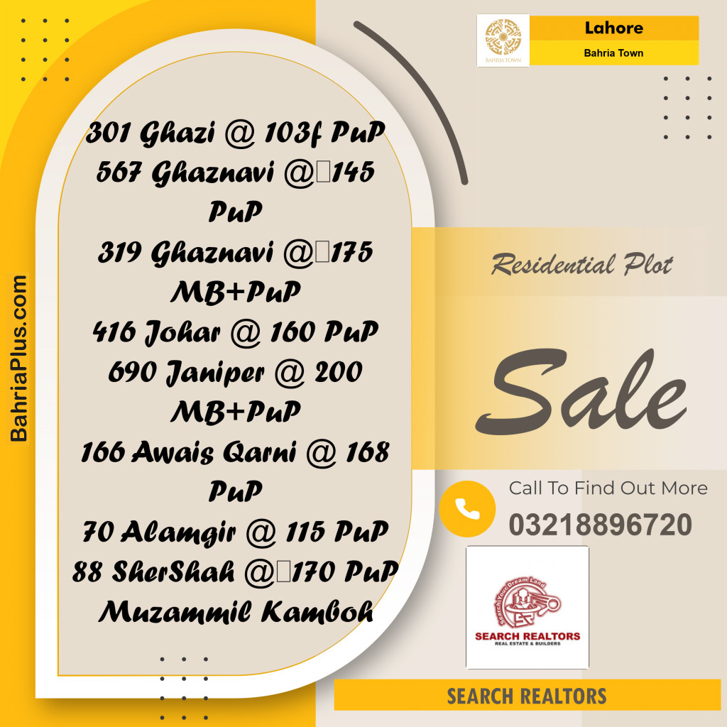Residential Plot for Sale in Bahria Town, Lahore - (BP-252486)