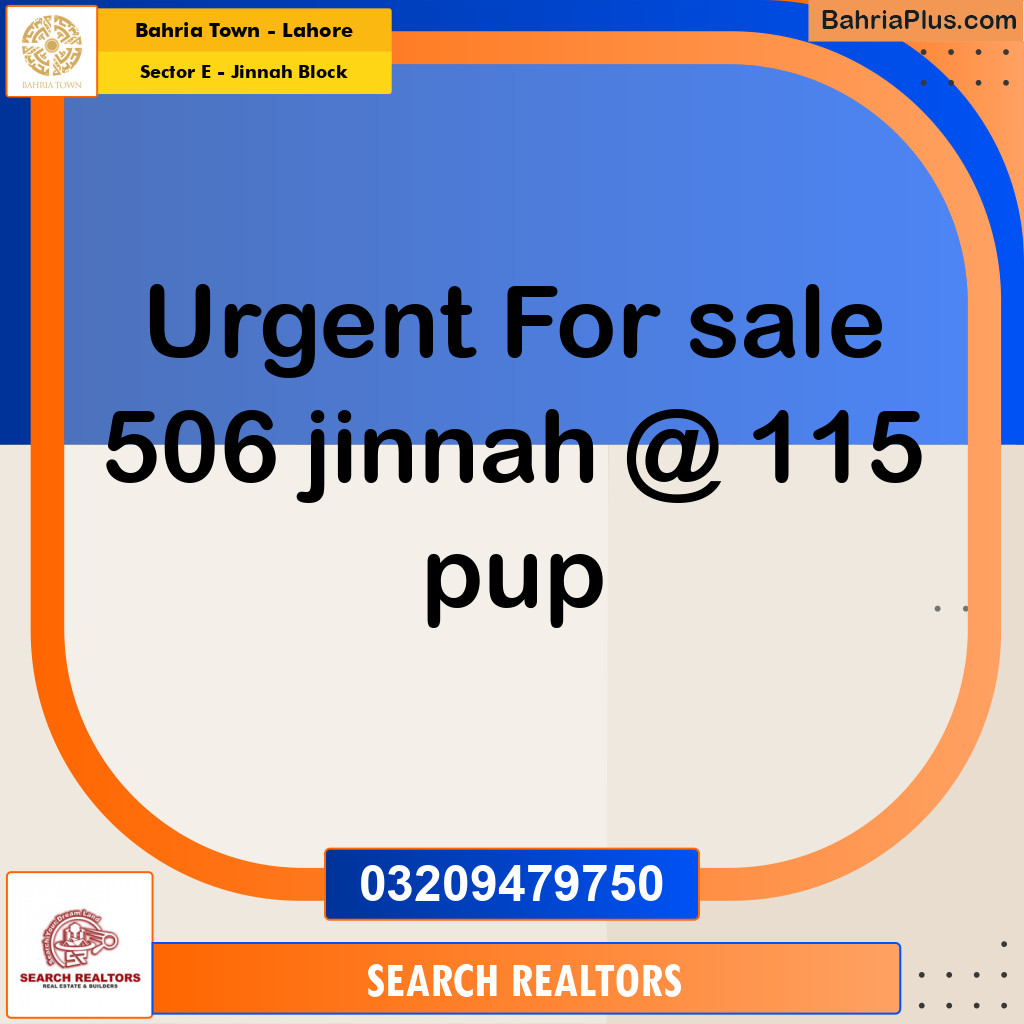 5 Marla Residential Plot for Sale in Sector E - Jinnah Block -  Bahria Town, Lahore - (BP-252523)