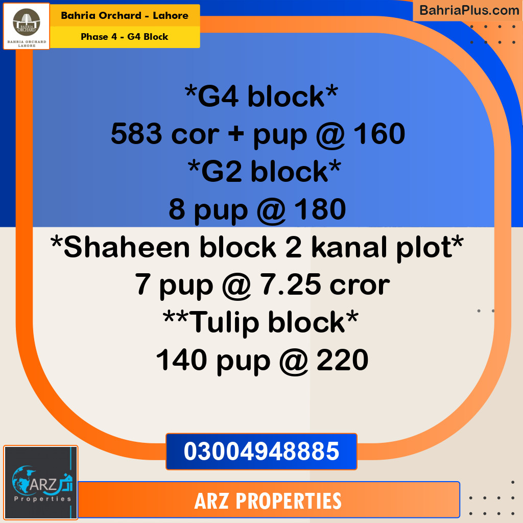Residential Plot for Sale in Phase 4 - G4 Block -  Bahria Orchard, Lahore - (BP-252537)