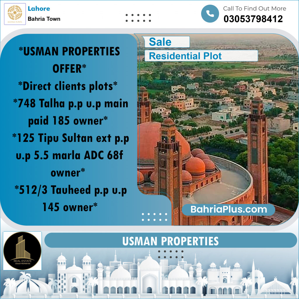 Residential Plot for Sale in Bahria Town, Lahore - (BP-252545)