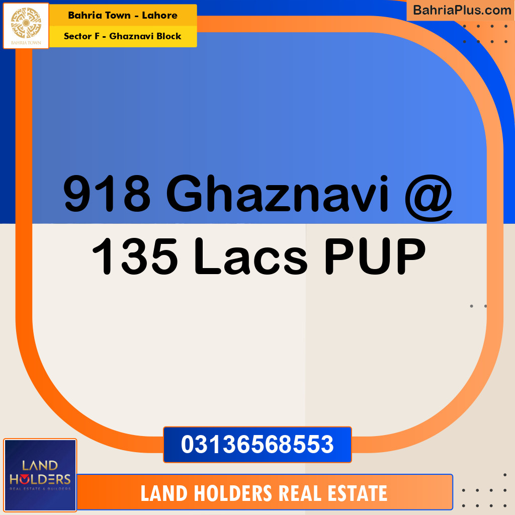 10 Marla Residential Plot for Sale in Sector F - Ghaznavi Block -  Bahria Town, Lahore - (BP-252554)