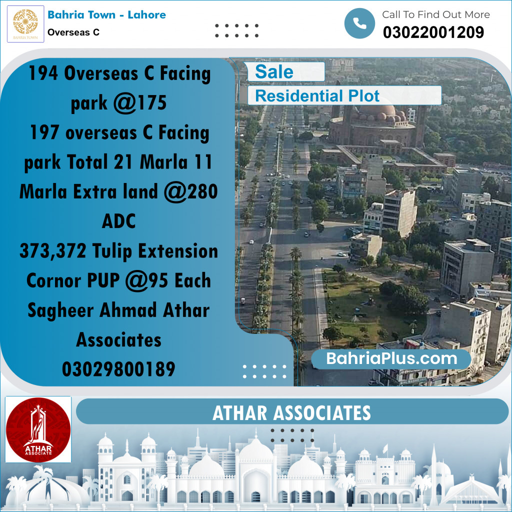 10 Marla Residential Plot for Sale in Overseas C -  Bahria Town, Lahore - (BP-252557)