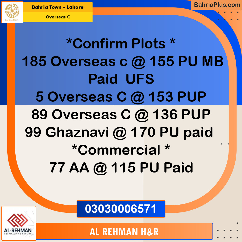 10 Marla Residential Plot for Sale in Overseas C -  Bahria Town, Lahore - (BP-252559)