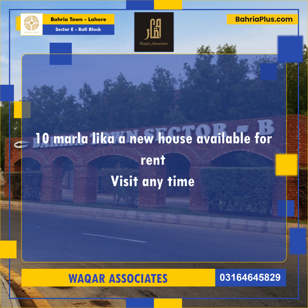 10 Marla Residential House for Rent in Sector E - Rafi Block -  Bahria Town, Lahore - (BP-252573)