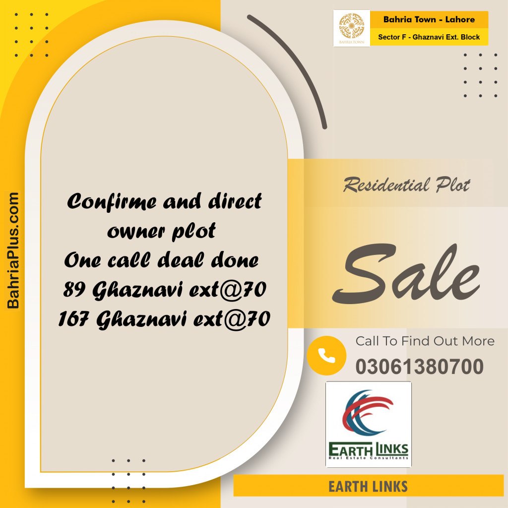 5 Marla Residential Plot for Sale in Sector F - Ghaznavi Ext. Block -  Bahria Town, Lahore - (BP-252577)