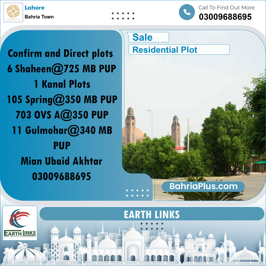 Residential Plot for Sale in Bahria Town, Lahore - (BP-252596)