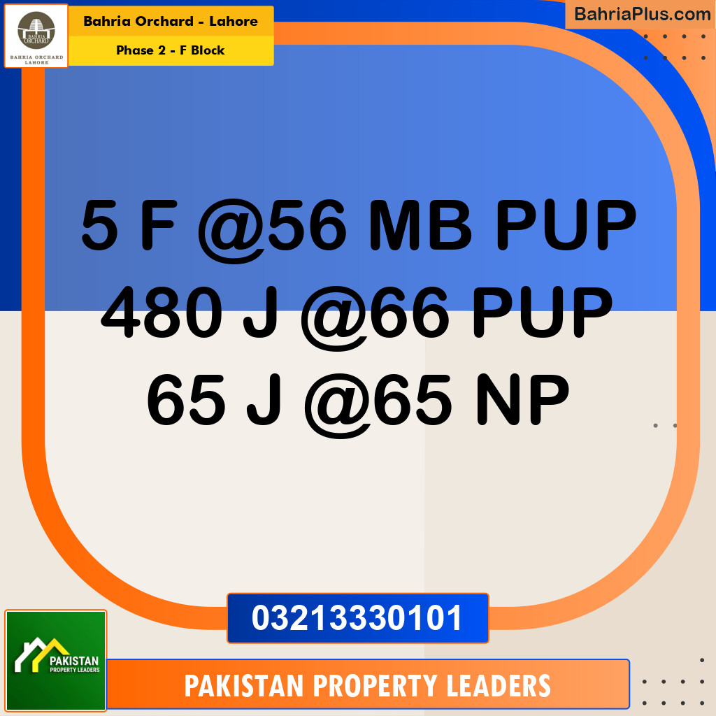5 Marla Residential Plot for Sale in Phase 2 - F Block -  Bahria Orchard, Lahore - (BP-252618)