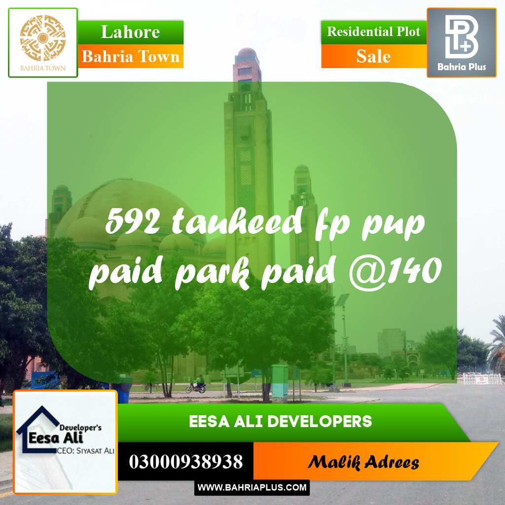 Residential Plot for Sale in Bahria Town, Lahore - (BP-252623)