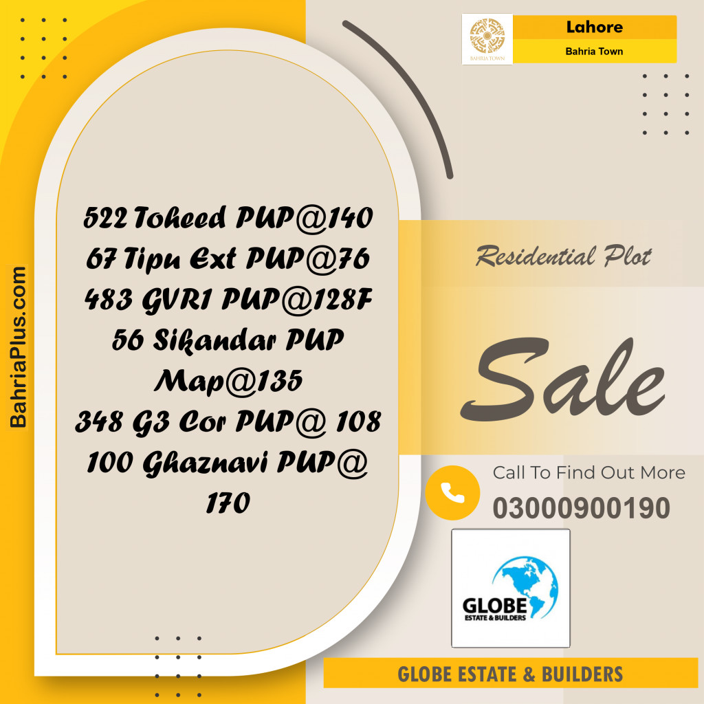 Residential Plot for Sale in Bahria Town, Lahore - (BP-252638)