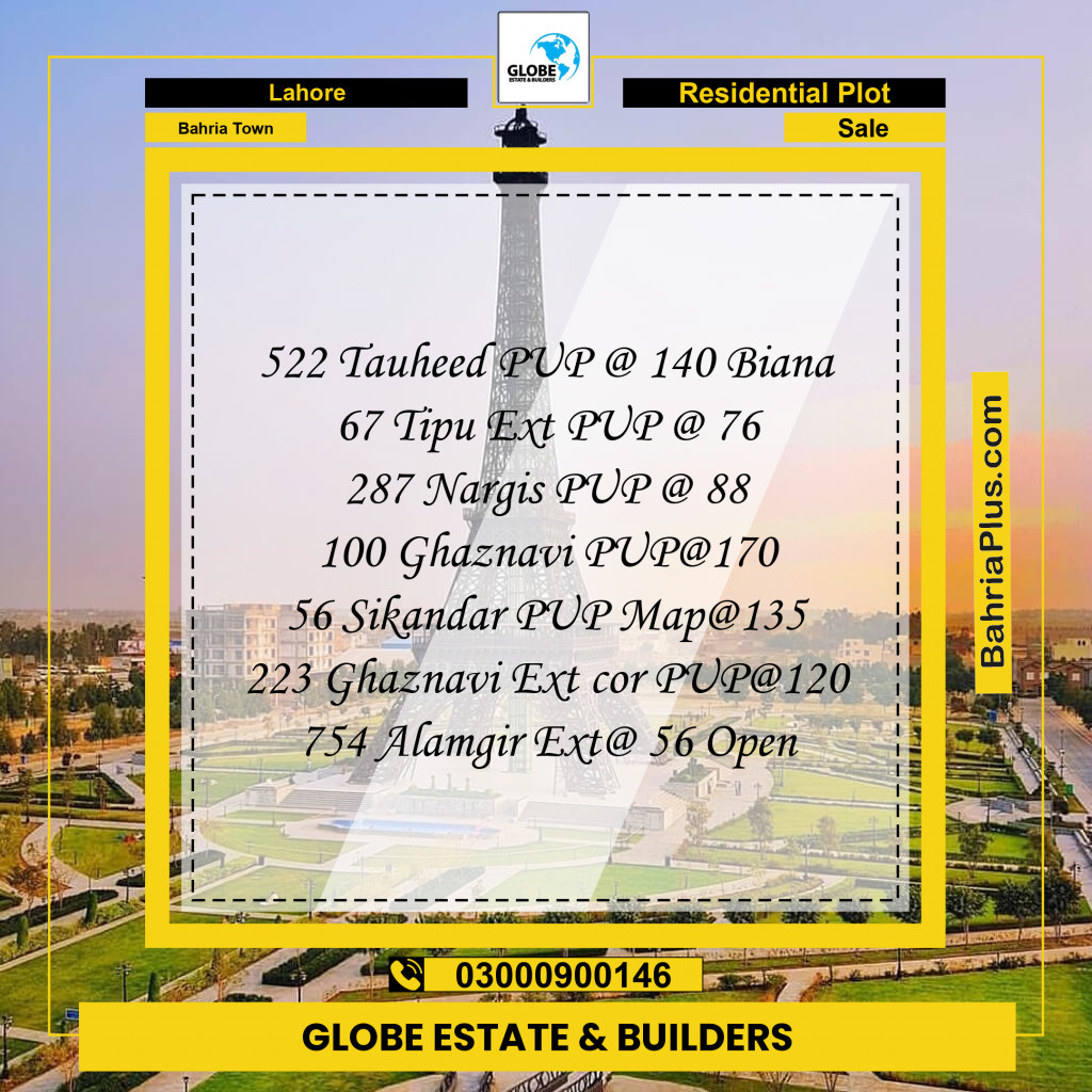 Residential Plot for Sale in Bahria Town, Lahore - (BP-252644)