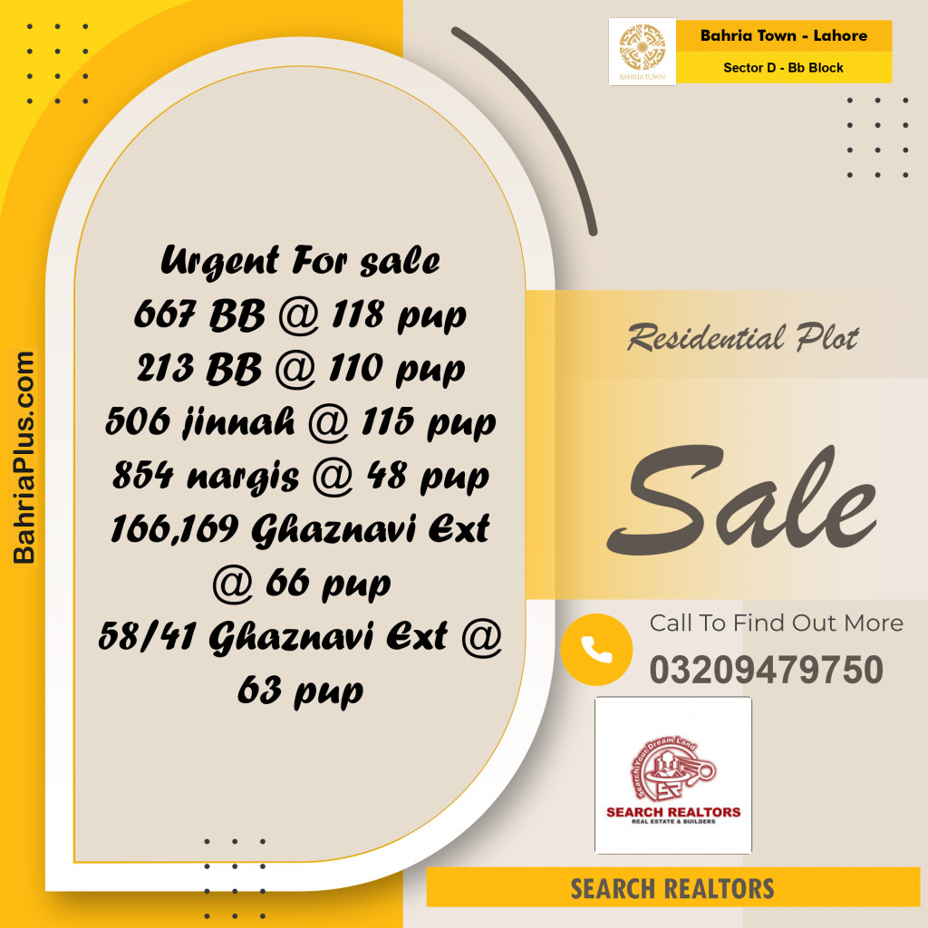 5 Marla Residential Plot for Sale in Sector D - BB Block -  Bahria Town, Lahore - (BP-252656)