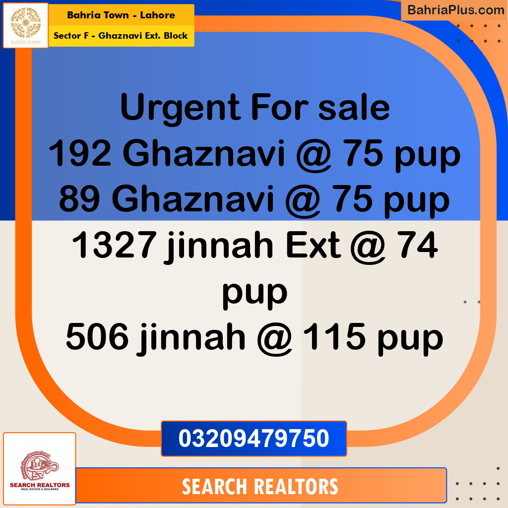 5 Marla Residential Plot for Sale in Sector F - Ghaznavi Ext. Block -  Bahria Town, Lahore - (BP-252659)