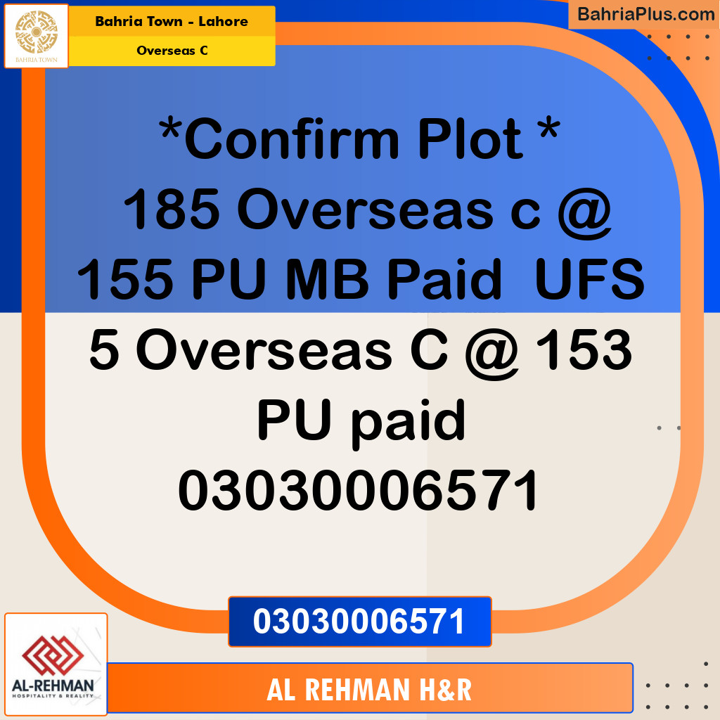 10 Marla Residential Plot for Sale in Overseas C -  Bahria Town, Lahore - (BP-252684)