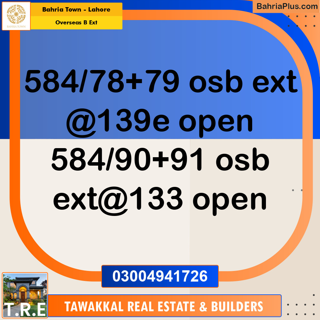10 Marla Residential Plot for Sale in Overseas B Ext -  Bahria Town, Lahore - (BP-252700)