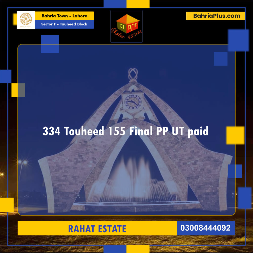 10.41 Marla Residential Plot for Sale in Sector F - Tauheed Block -  Bahria Town, Lahore - (BP-252723)
