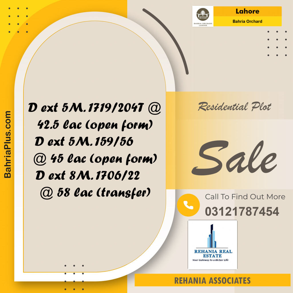 Residential Plot for Sale in Bahria Orchard, Lahore - (BP-252755)