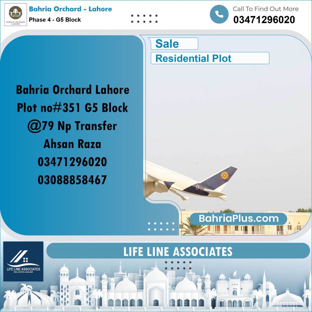 5 Marla Residential Plot for Sale in Phase 4 - G5 Block -  Bahria Orchard, Lahore - (BP-252760)