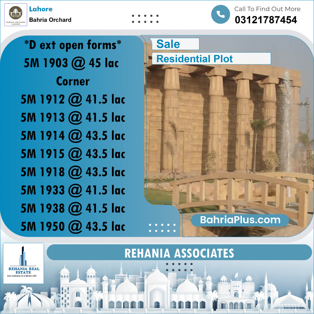 Residential Plot for Sale in Bahria Orchard, Lahore - (BP-252761)