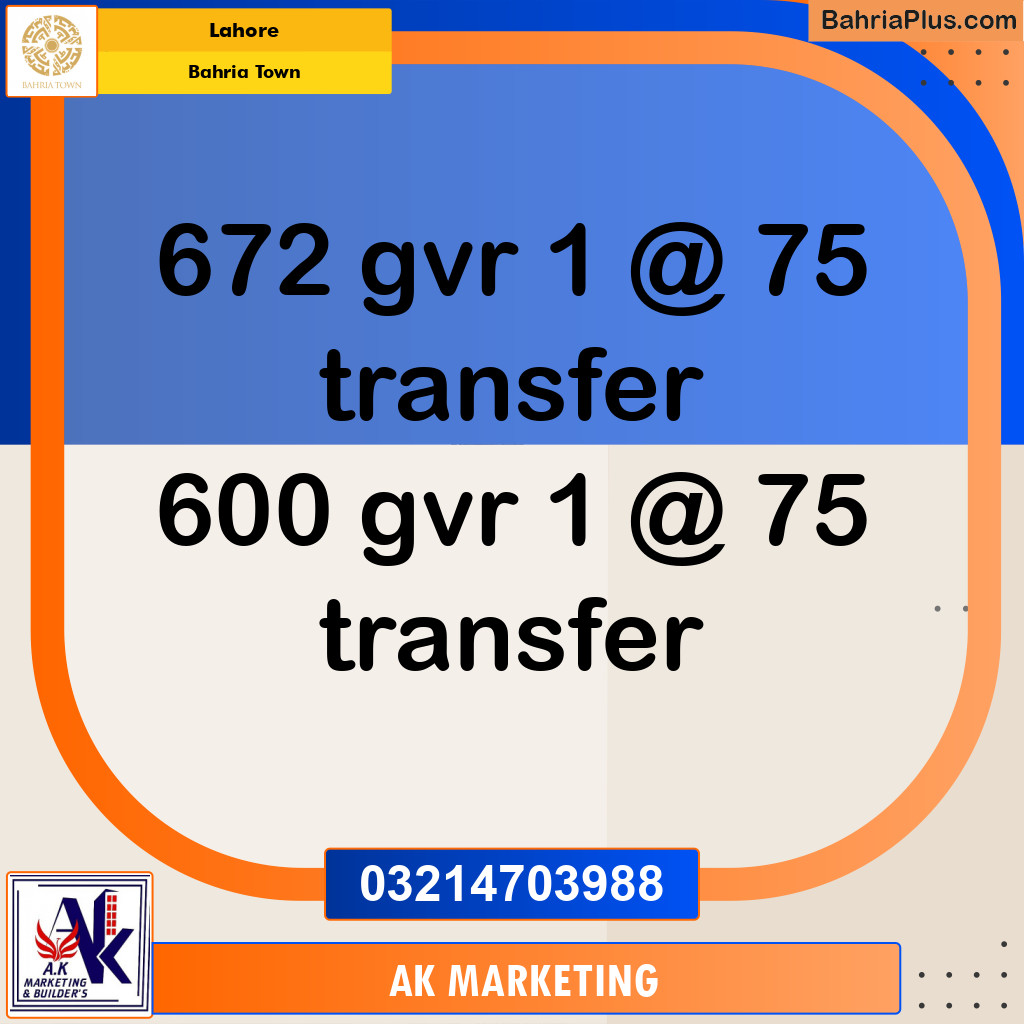 Residential Plot for Sale in Bahria Town, Lahore - (BP-252772)