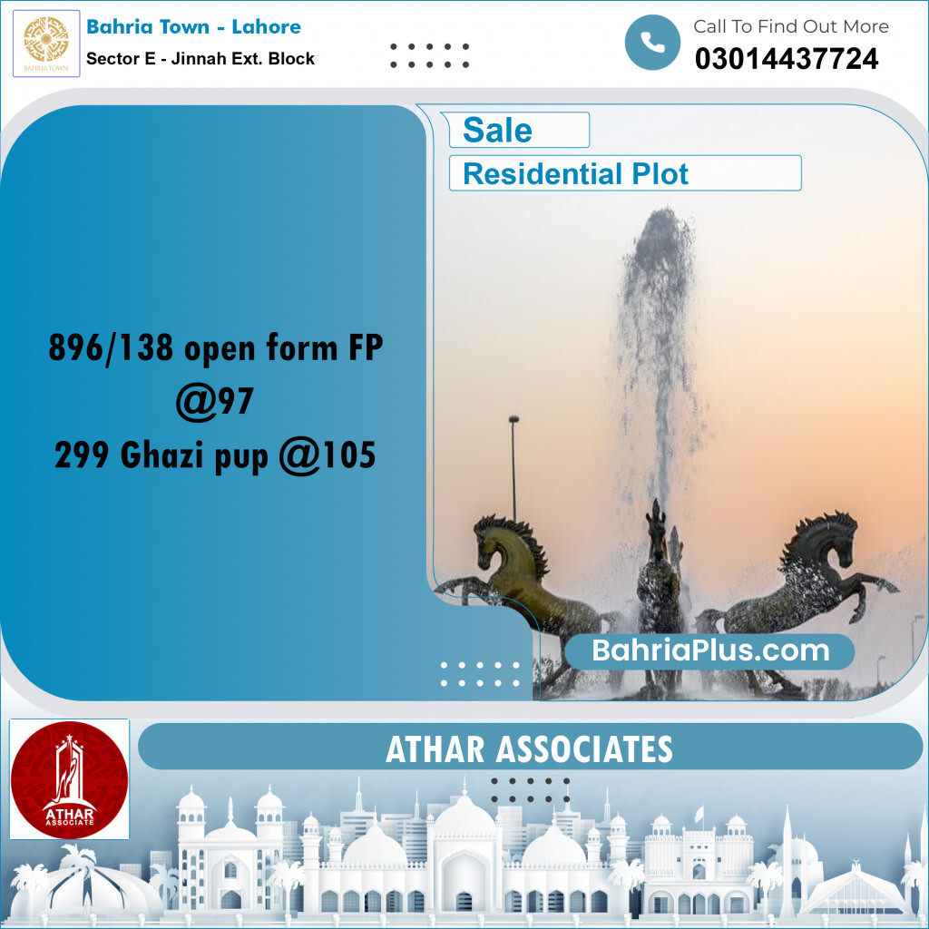 5 Marla Residential Plot for Sale in Sector E - Jinnah Ext. Block -  Bahria Town, Lahore - (BP-252793)