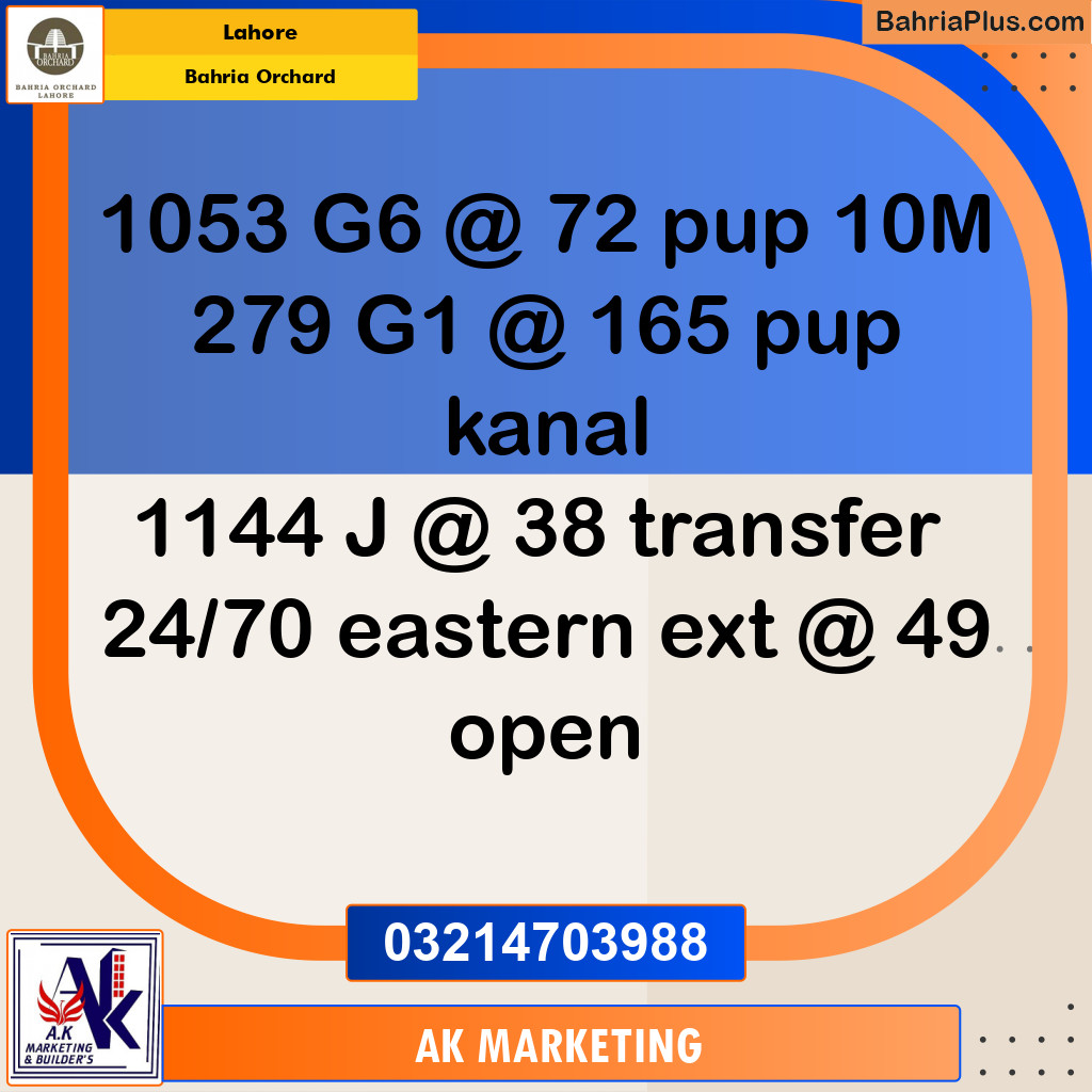 Residential Plot for Sale in Bahria Orchard, Lahore - (BP-252799)