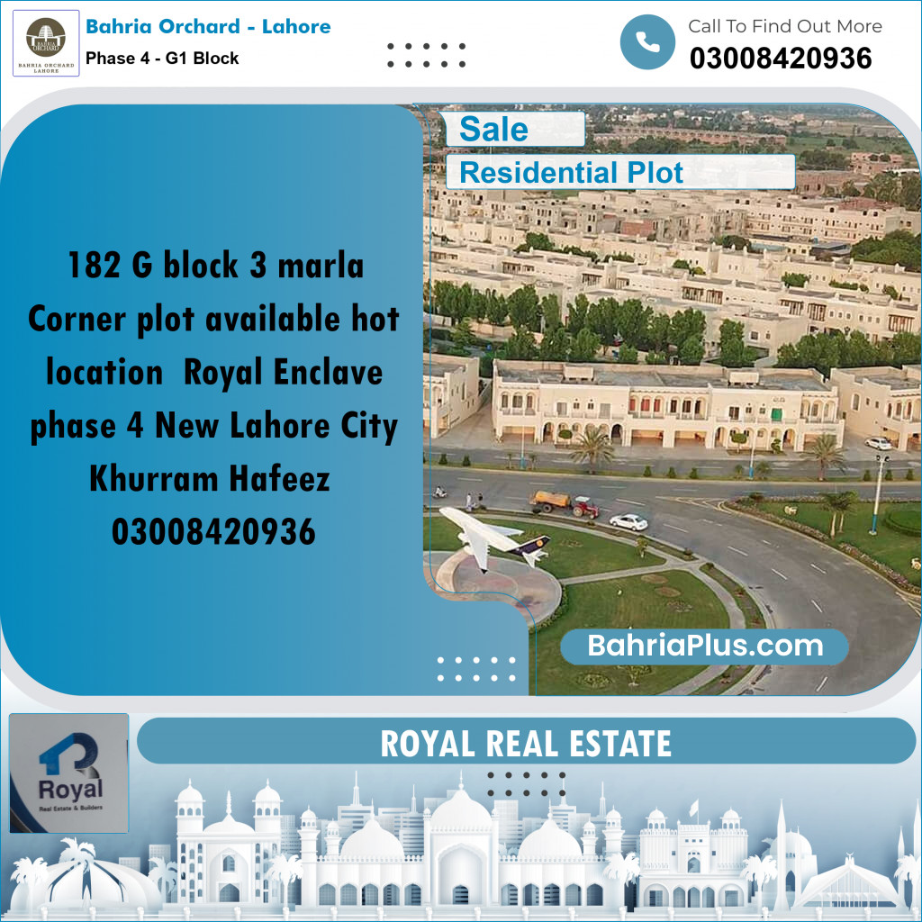 3 Marla Residential Plot for Sale in Phase 4 - G1 Block -  Bahria Orchard, Lahore - (BP-252815)