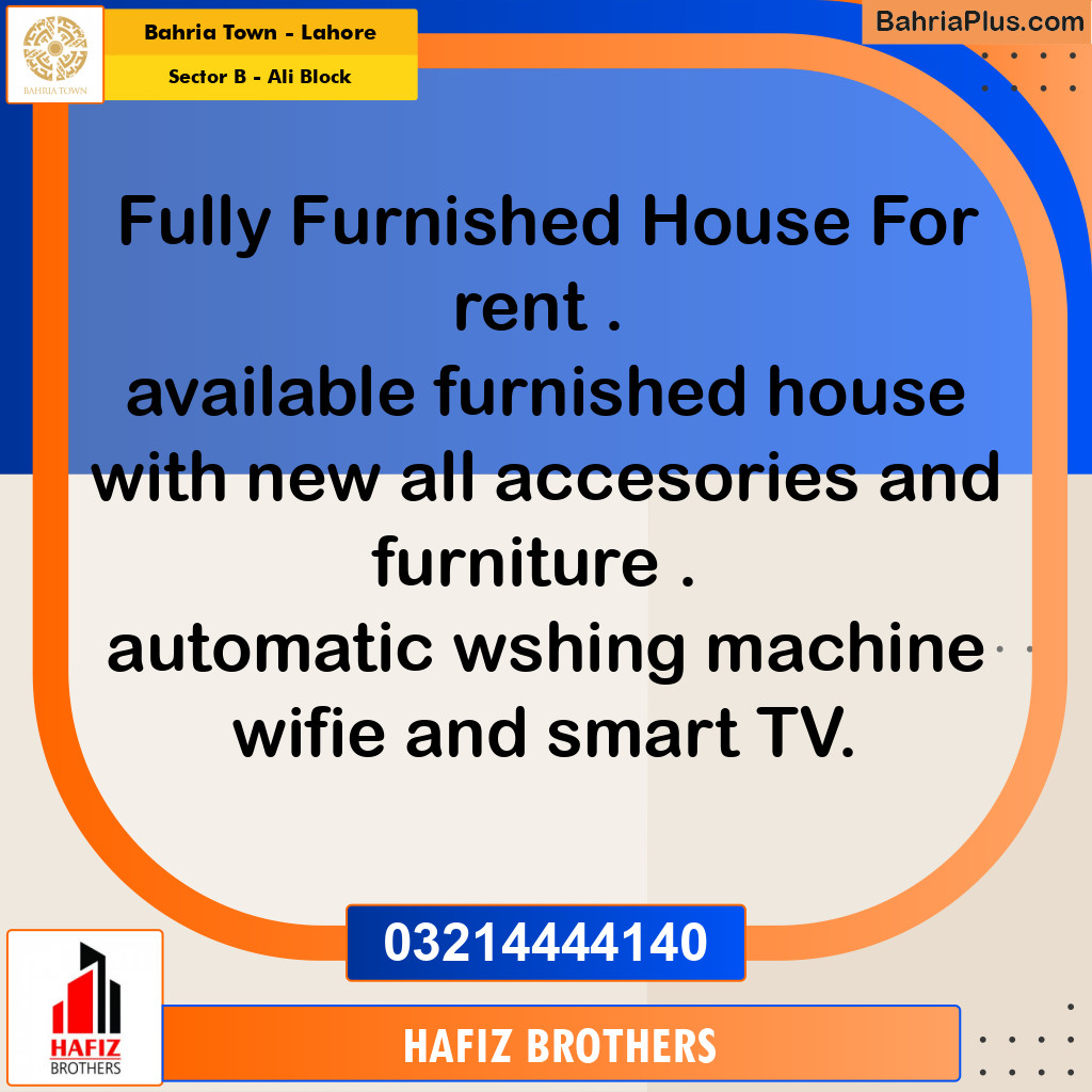 5 Marla Residential House for Rent in Sector B - Ali Block -  Bahria Town, Lahore - (BP-252847)