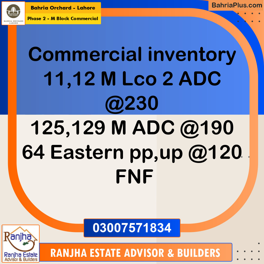 5 Marla Commercial Plot for Sale in Phase 2 - M Block Commercial -  Bahria Orchard, Lahore - (BP-252905)