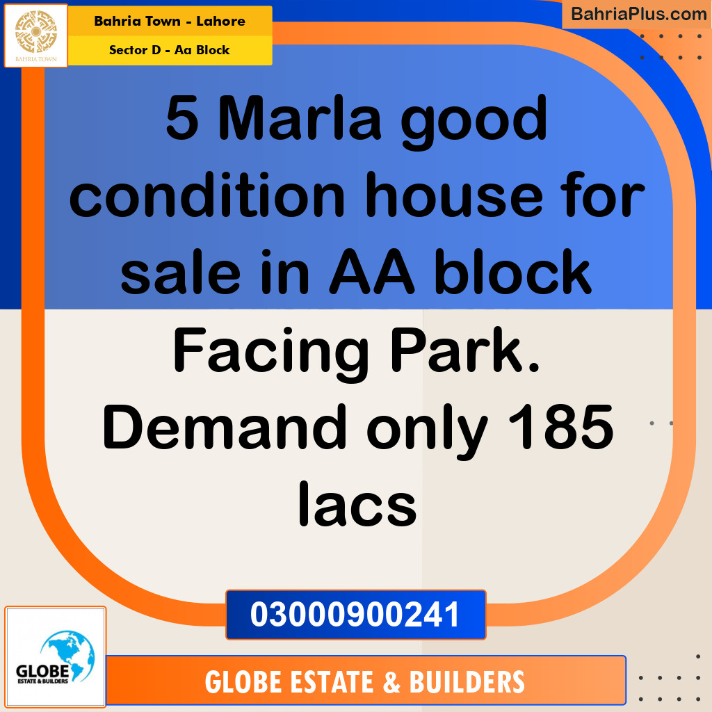 5 Marla Residential House for Sale in Sector D - AA Block -  Bahria Town, Lahore - (BP-252907)