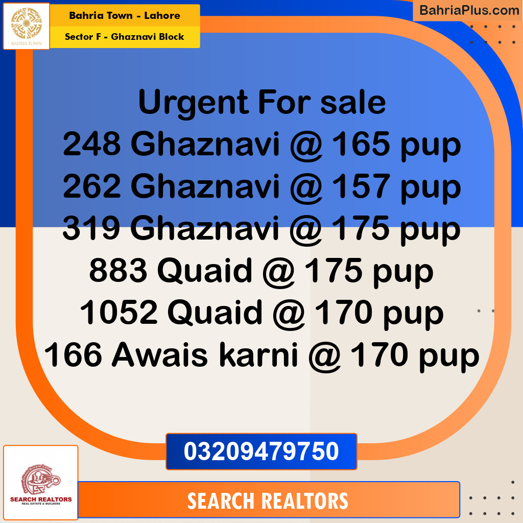 10 Marla Residential Plot for Sale in Sector F - Ghaznavi Block -  Bahria Town, Lahore - (BP-252912)