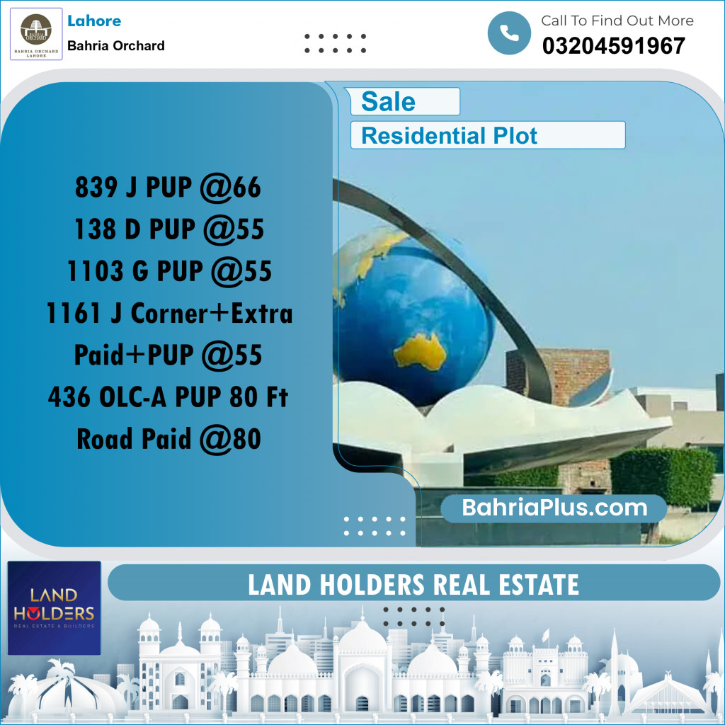 Residential Plot for Sale in Bahria Orchard, Lahore - (BP-252922)