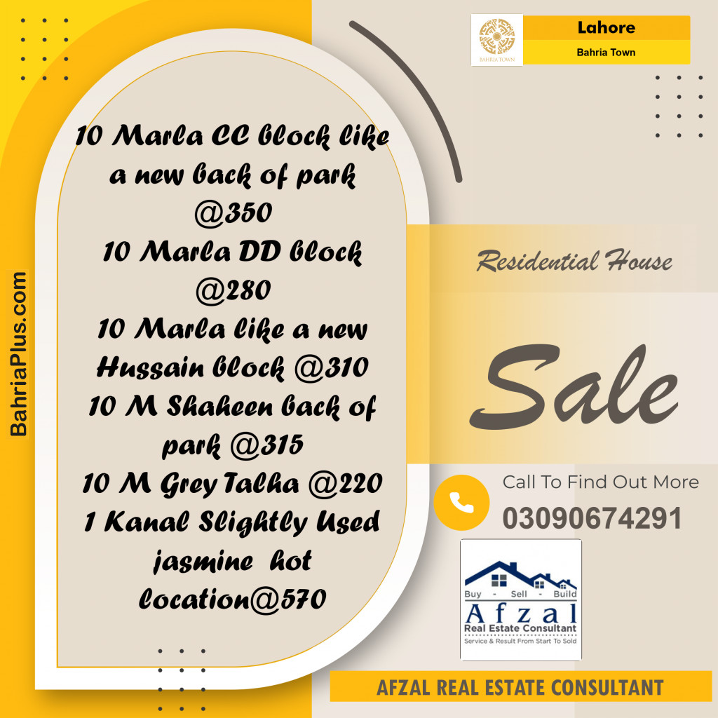 Residential House for Sale in Bahria Town, Lahore - (BP-252931)