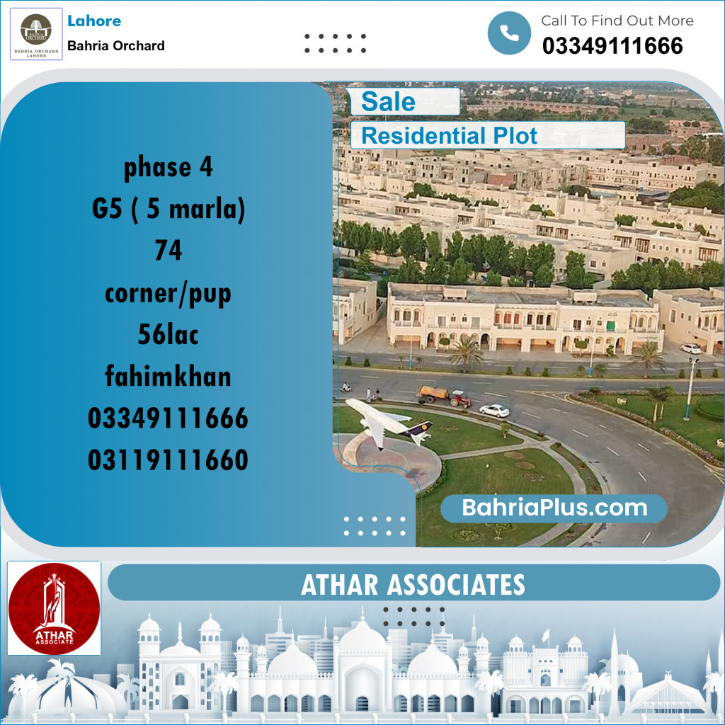 5 Marla Residential Plot for Sale in Bahria Orchard, Lahore - (BP-252933)