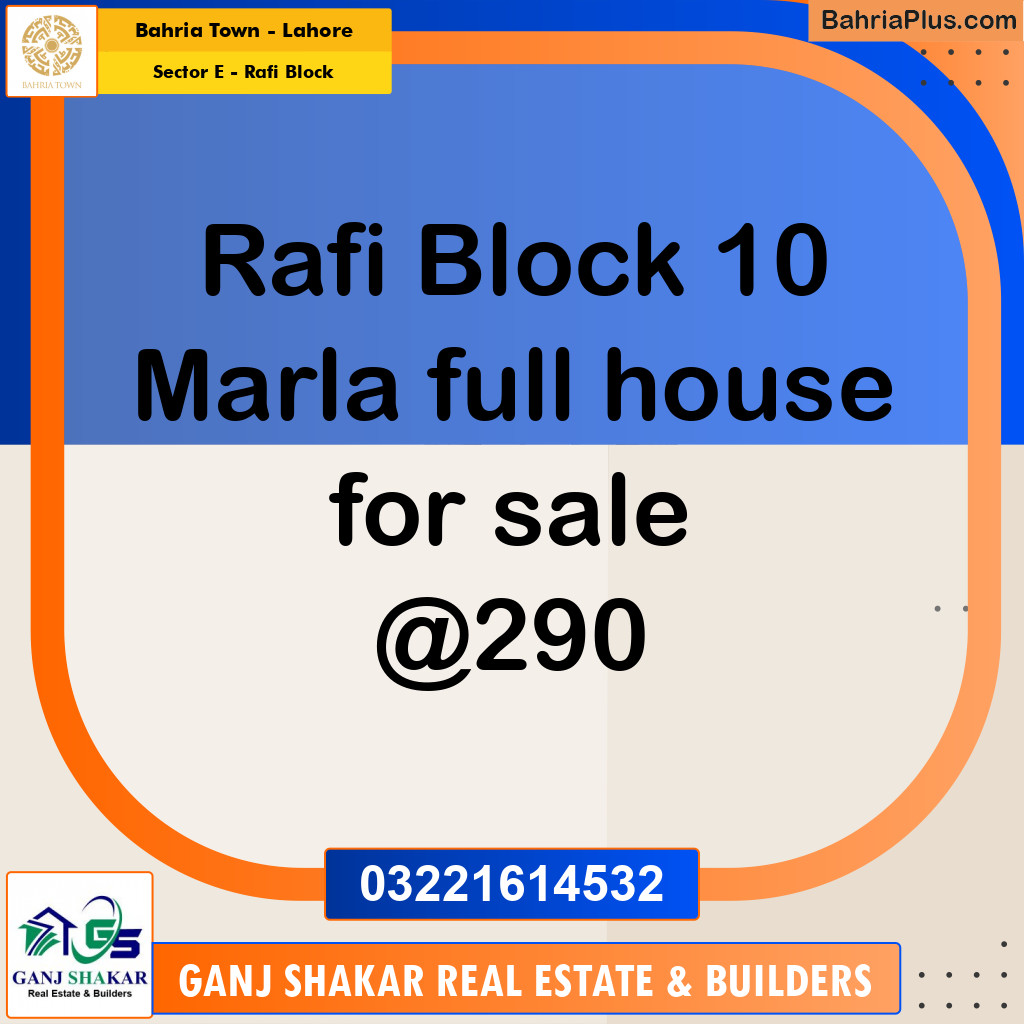 10 Marla Residential House for Sale in Sector E - Rafi Block -  Bahria Town, Lahore - (BP-252943)