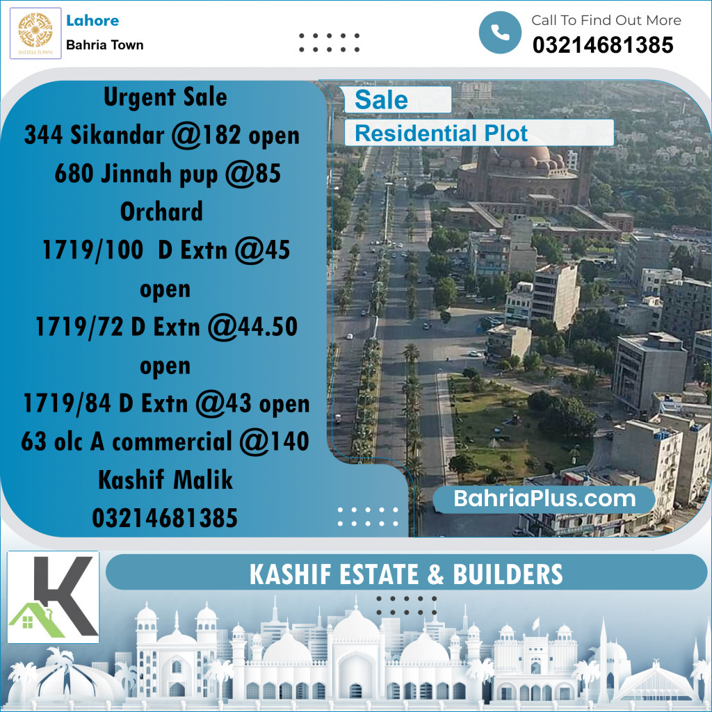 Residential Plot for Sale in Bahria Town, Lahore - (BP-253031)