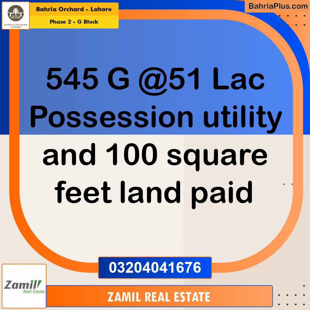 5 Marla Residential Plot for Sale in Phase 2 - G Block -  Bahria Orchard, Lahore - (BP-253046)