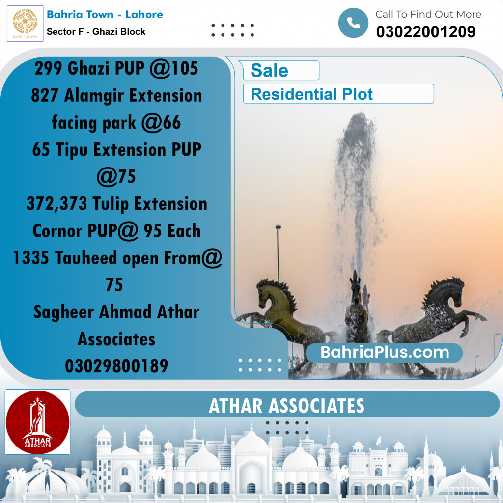 10 Marla Residential Plot for Sale in Sector F - Ghazi Block -  Bahria Town, Lahore - (BP-253098)