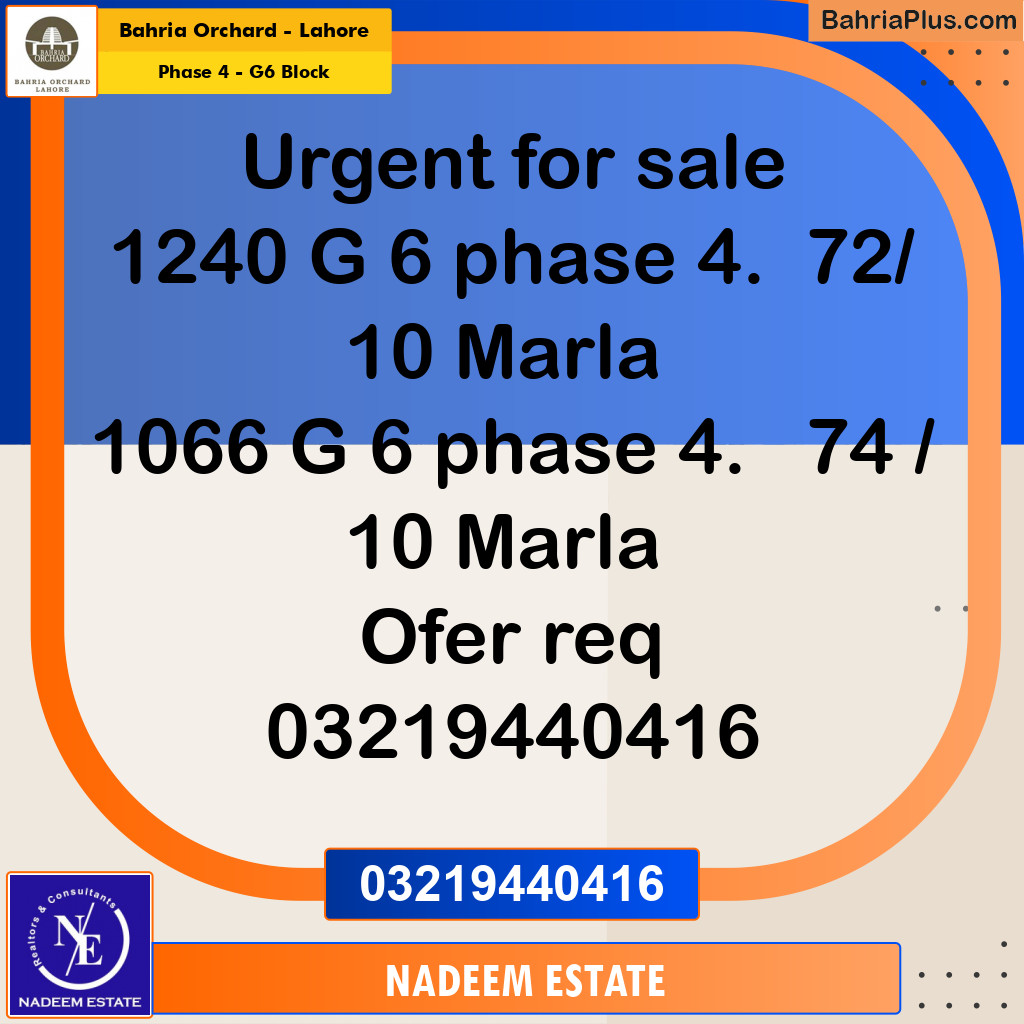 Residential Plot for Sale in Phase 4 - G6 Block -  Bahria Orchard, Lahore - (BP-253104)