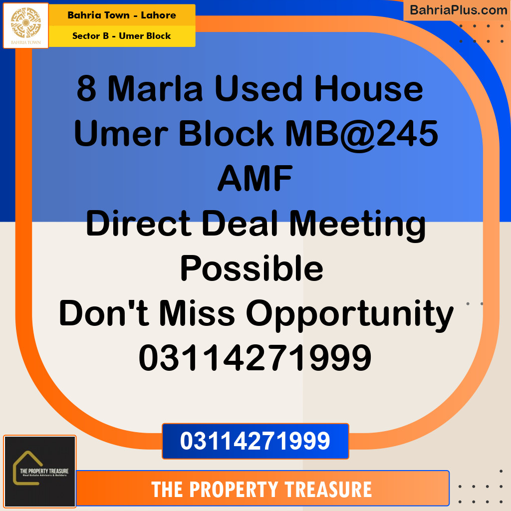 8 Marla Residential House for Sale in Sector B - Umer Block -  Bahria Town, Lahore - (BP-253112)