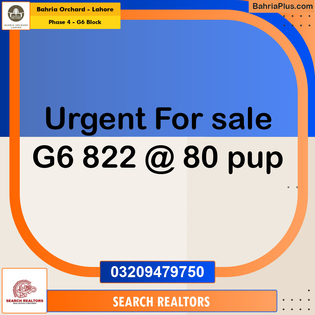 10 Marla Residential Plot for Sale in Phase 4 - G6 Block -  Bahria Orchard, Lahore - (BP-253150)