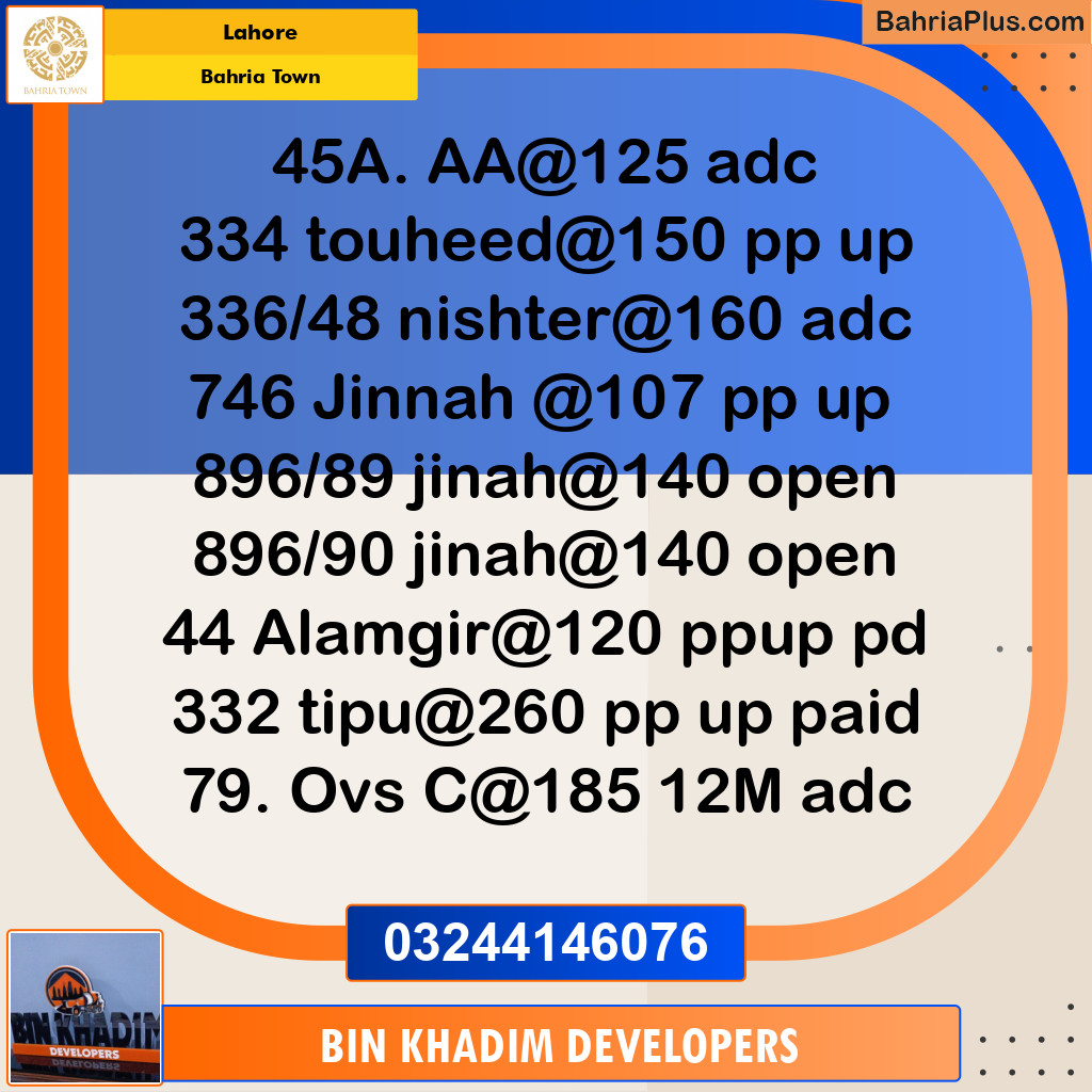 Residential Plot for Sale in Bahria Town, Lahore - (BP-253185)