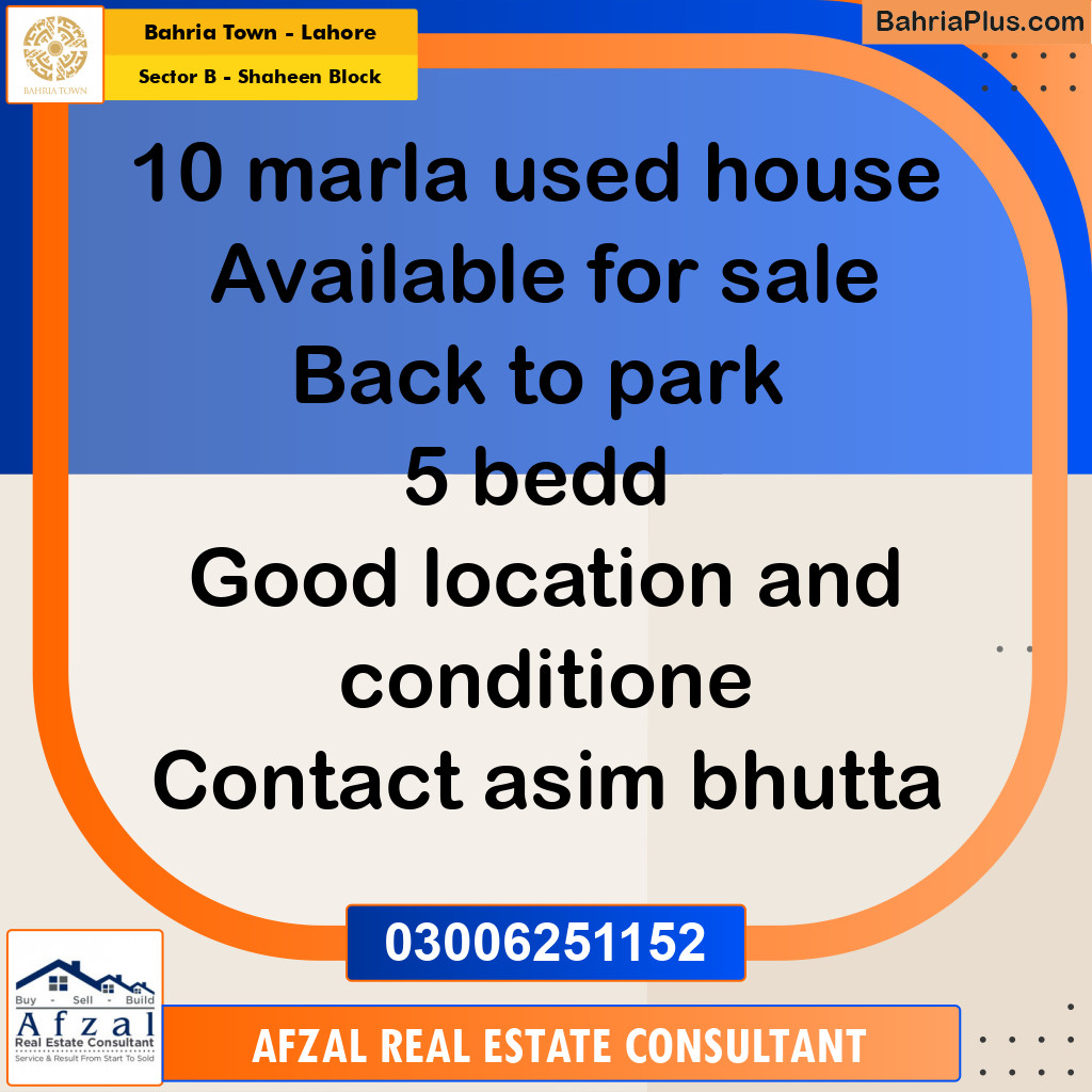 10 Marla Residential House for Sale in Sector B - Shaheen Block -  Bahria Town, Lahore - (BP-253224)