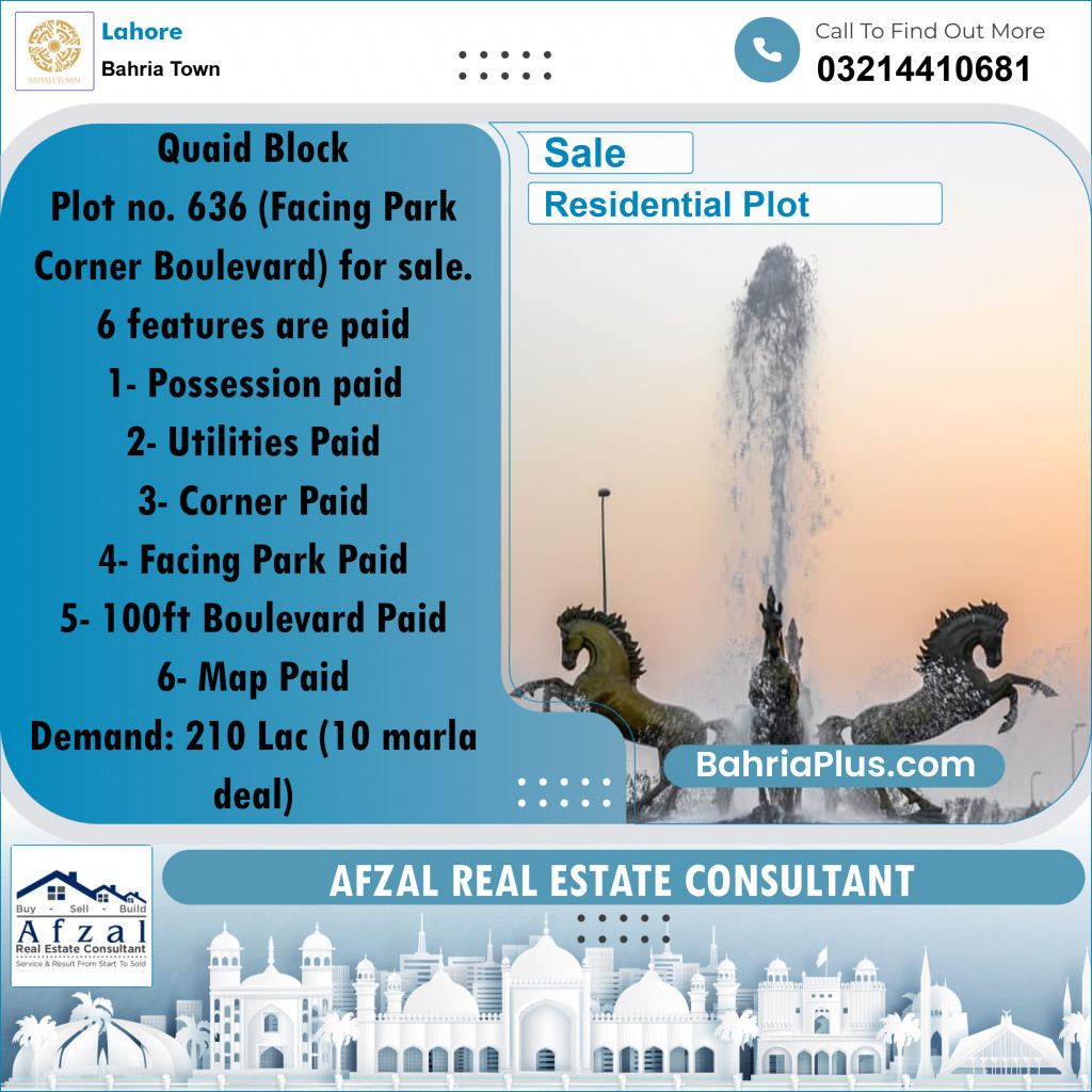 Residential Plot for Sale in Bahria Town, Lahore - (BP-253226)