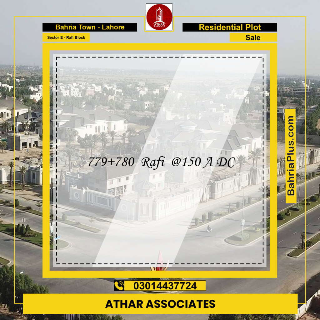 10 Marla Residential Plot for Sale in Sector E - Rafi Block -  Bahria Town, Lahore - (BP-253241)