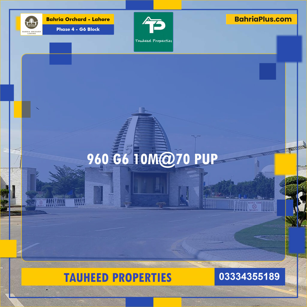 10 Marla Residential Plot for Sale in Phase 4 - G6 Block -  Bahria Orchard, Lahore - (BP-253271)