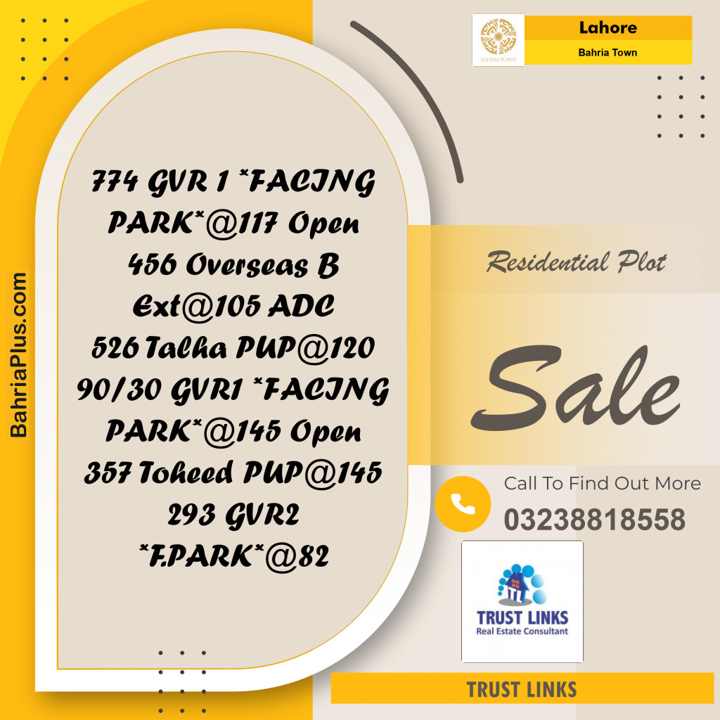 Residential Plot for Sale in Bahria Town, Lahore - (BP-253302)