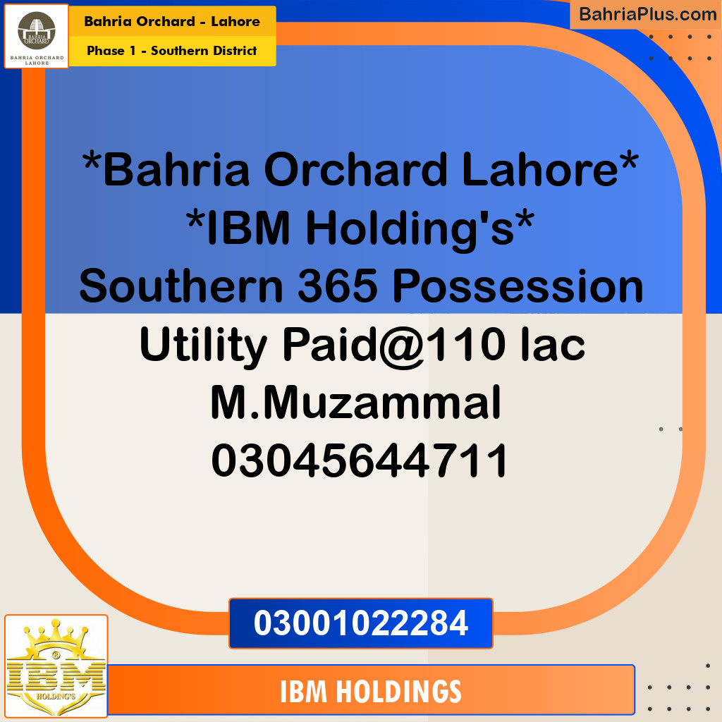 10 Marla Residential Plot for Sale in Phase 1 - Southern District -  Bahria Orchard, Lahore - (BP-253315)