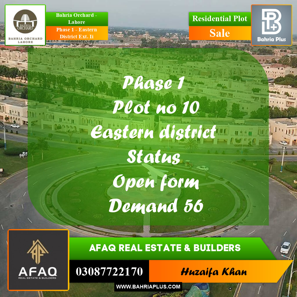 5 Marla Residential Plot for Sale in Phase 1 - Eastern District Ext. II -  Bahria Orchard, Lahore - (BP-253316)