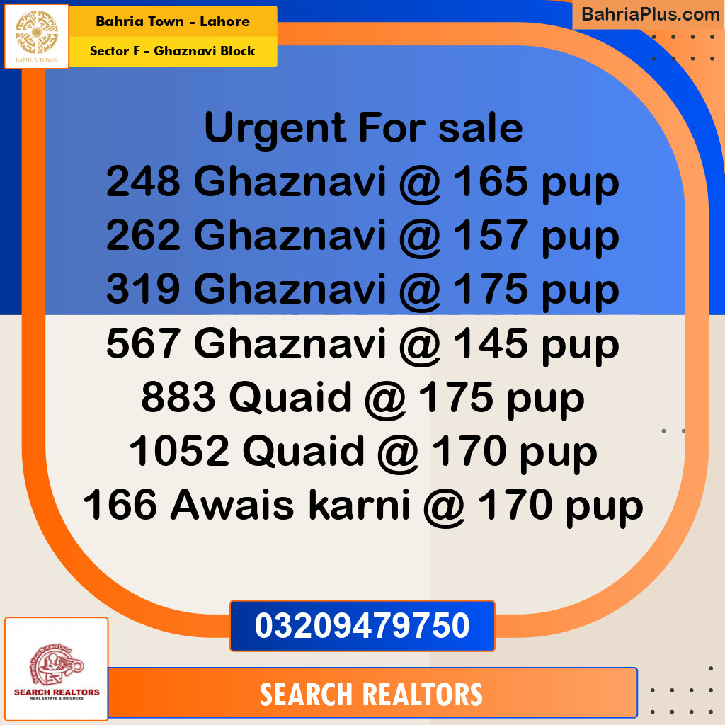 10 Marla Residential Plot for Sale in Sector F - Ghaznavi Block -  Bahria Town, Lahore - (BP-253320)